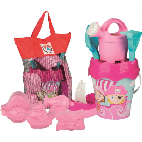 Pirate Set With Bucket And Mesh Bag Pink