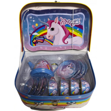 Unicorn Dream Tin Tea Set with Picnic Case