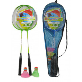 Multi Colour 2 Play Badminton Set - 2 Metal Racs & 2x S/Ball