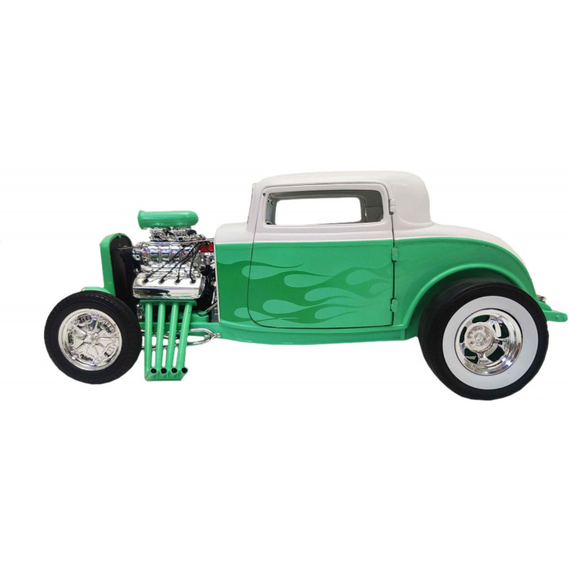 Ford Deluxe V8 Coupe Hot Rod 1/18 – Noir & Flamming – Occasion En Boîte