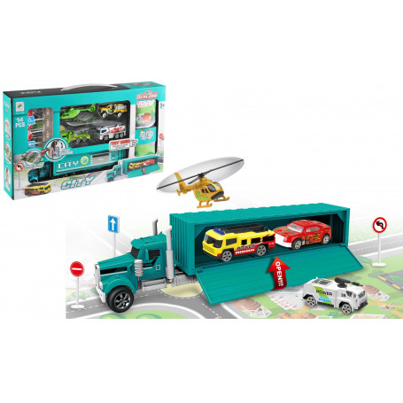 Storage City Truck Set With 14 Pcs Accessories