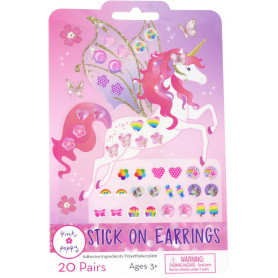 Pink Poppy 20 Pairs Unicorn Princess Stick On Earrings