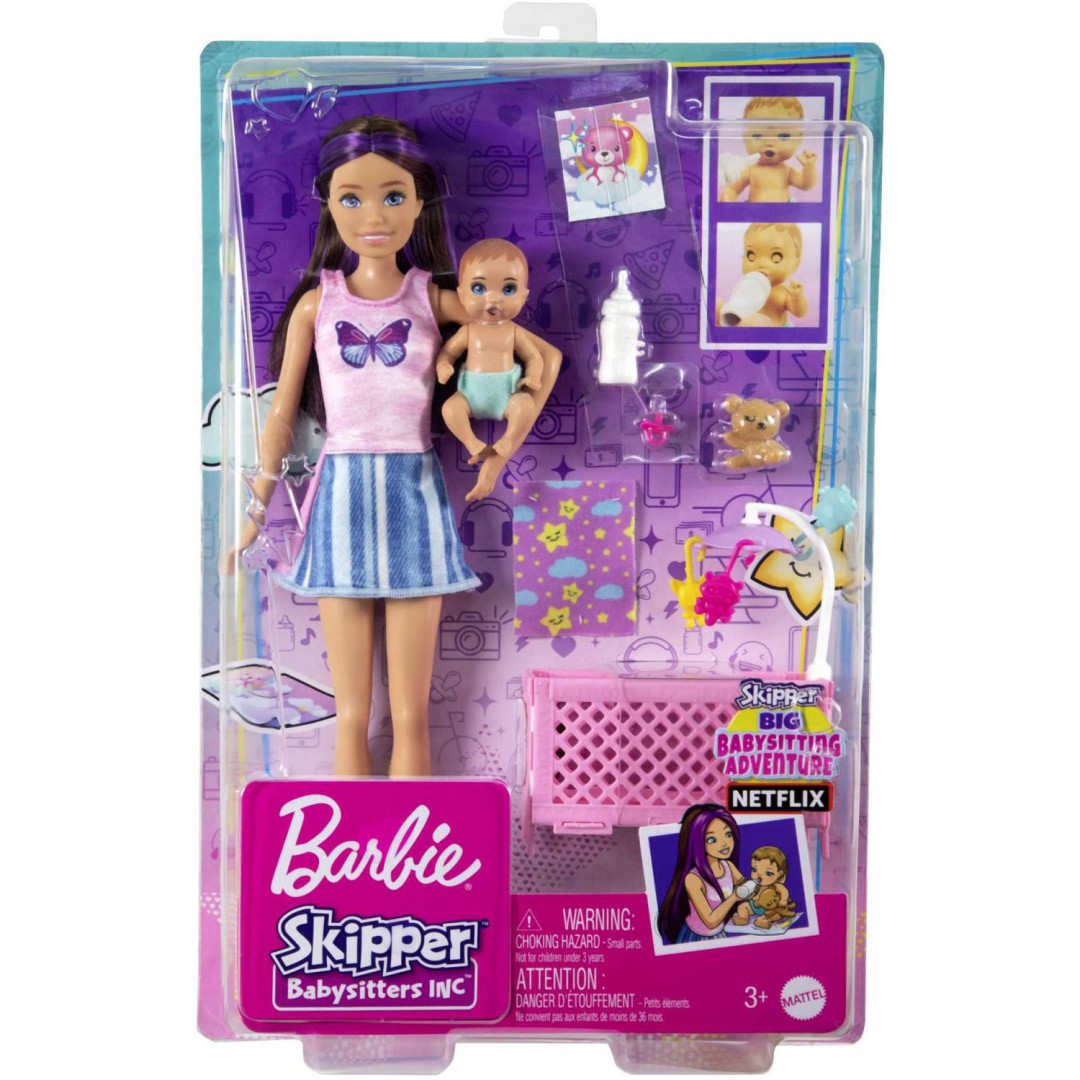 Barbie Skipper Doll With Baby Figure And 5 Accessories Babysitters Inc.  Playset : Target