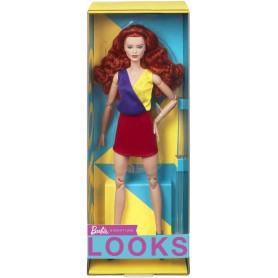 Barbie Looks Doll - Curly Red Hair & Colour Block Outfit With Miniskirt