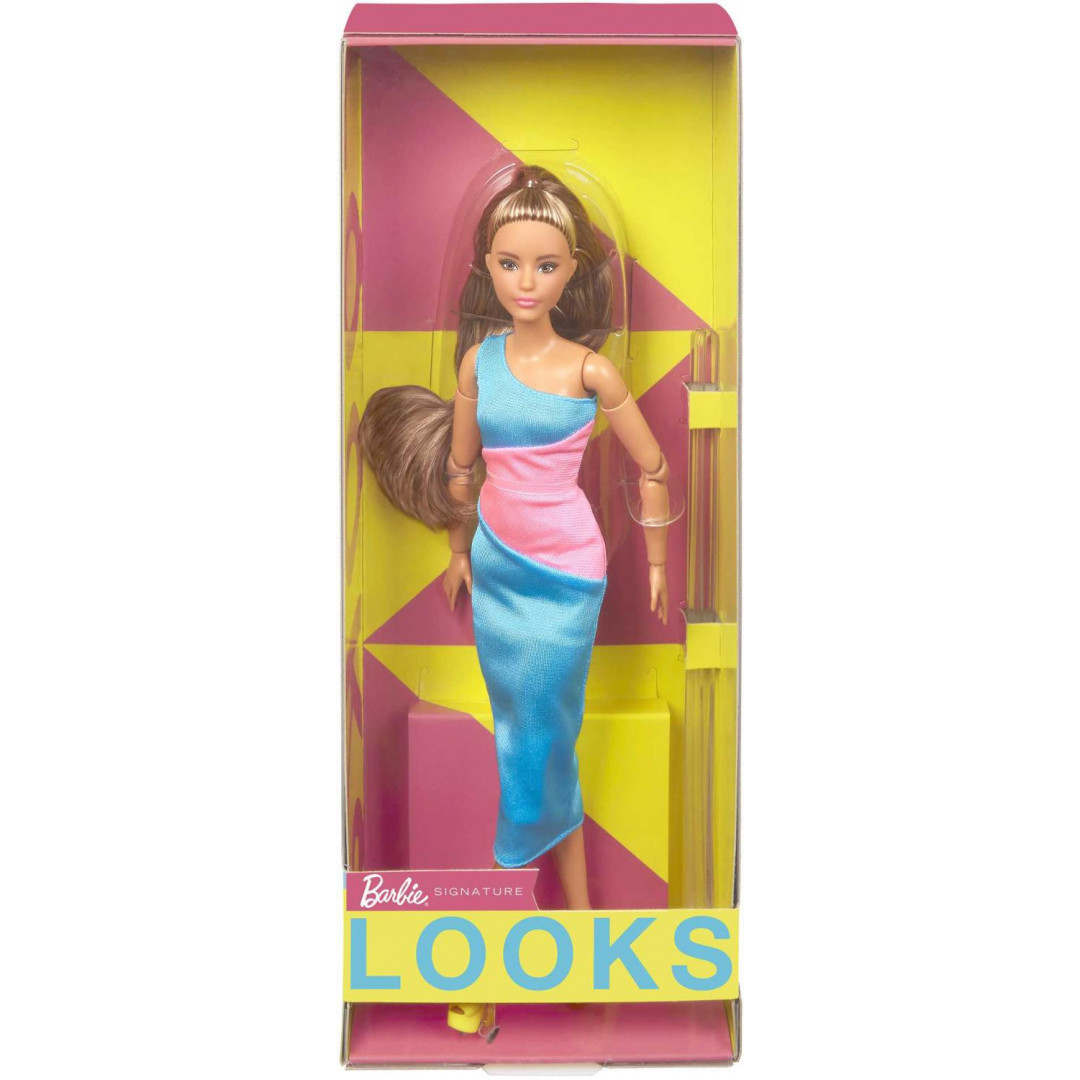 Barbie Looks Doll, Brunette, Colour Block One-Shoulder Midi