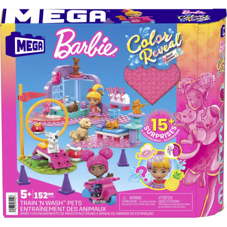 Mega Barbie Colour Reveal Train N Wash Pets