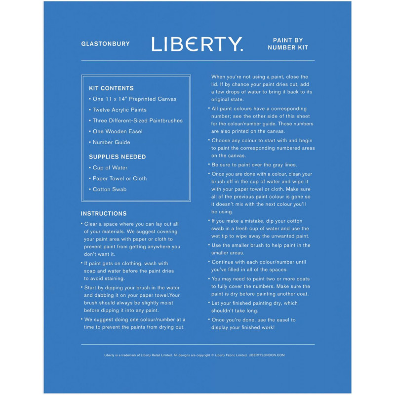 Liberty Glastonbury Paint By Number Kit Mr Toys Toyworld