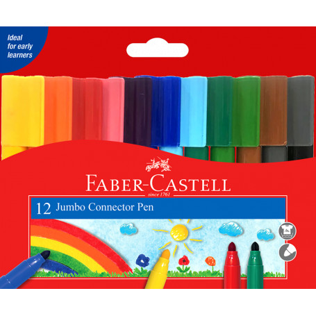 Faber-Castell Jumbo Connector Pen  Marker Asstd (Wlt 12)