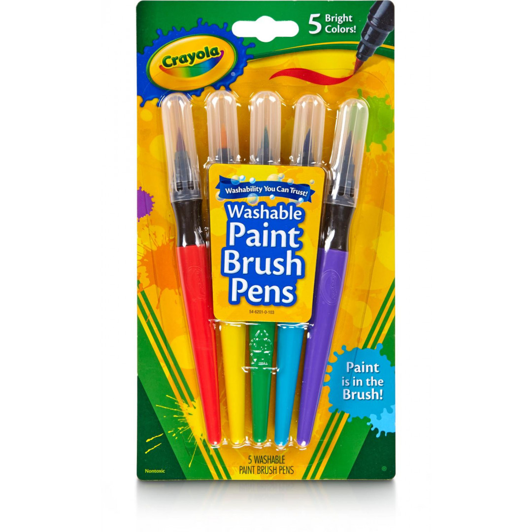 Set Di 5 Pennelli Crayola Per Pittura, Realizzati In Setole Naturali Al 100%. Dimensioni Assortite Per Ogni Esigenza Creativa. Perfetti Per Bambini E Adulti, Da Abbinare Ai Colori Crayola.
