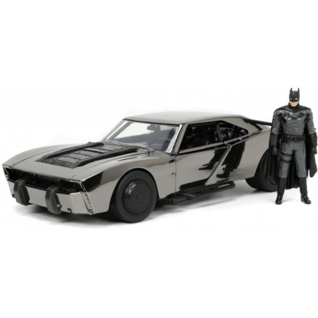 The Batman - Batmobile Chrome Black 1:24 With Batman