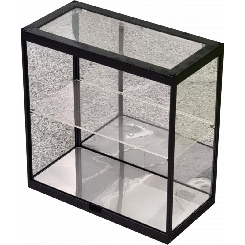 Reflecting Display Case Black LED Display Case Mirrored Back With 1 Shelf (W) 28.8