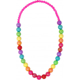 Pink Poppy Rainbow Beads Necklace
