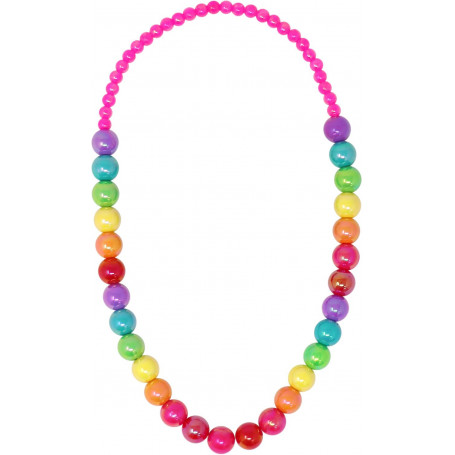 Pink Poppy Rainbow Beads Necklace