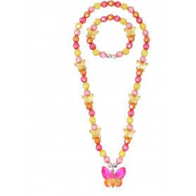 Pink Poppy Rainbow Butterfly Necklace & Bracelet Set