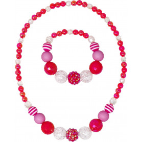 Pink Poppy Raspberry Delight Bead Necklace & Bracelet Set