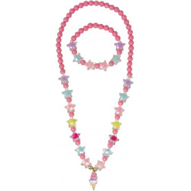 Pink Poppy - Ice Cream Charm Necklace With Bracelet Set