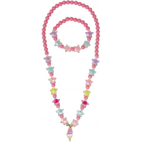 Pink Poppy - Ice Cream Charm Necklace With Bracelet Set