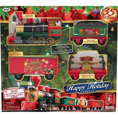 Battery Operated Happy Holiday Express Train Set (35 Pcs) - G Gauge