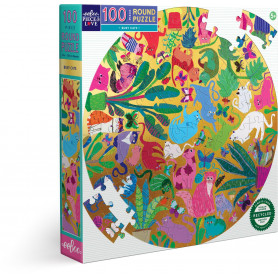 100 Pc Round Puzzle Busy Cats