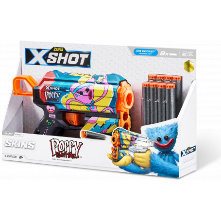 XShot Skins Jurassic World Série 1 Flux Jurassic 8 fléchettes incluses Boîte marron (Flux Jurassic