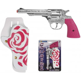 Pink Cowgirl Revolver With Holster - 8 Shot