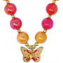 Pink Poppy - Vibrant Butterfly Necklace