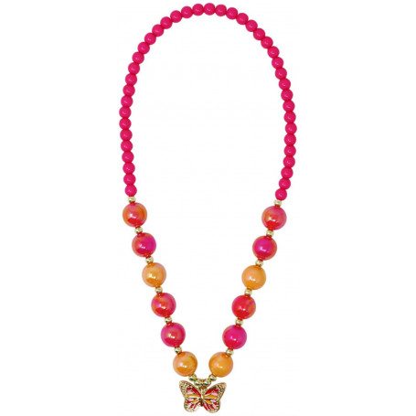 Pink Poppy - Vibrant Butterfly Necklace