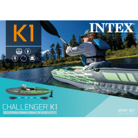 Challenger K1 Kayak (With 86" Aluminum Oars, 68614), With  Cargo Net 274cmx76cmx33cm