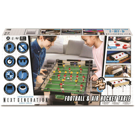 32" (82cm) 2-In-1 Reversible Football (Foosball/Soccer) & Hover Puck Air Hockey Table