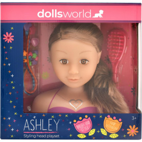 Dolls World Styling Head Brunette Hair