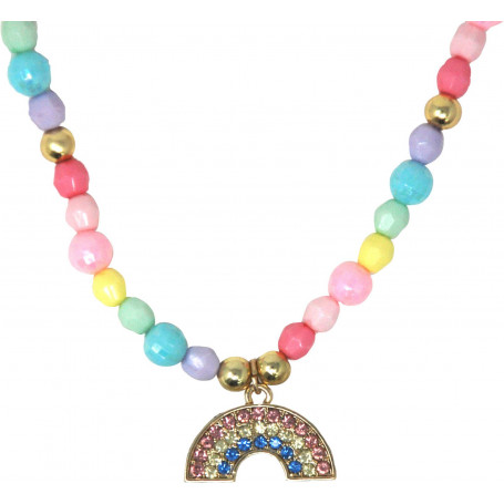 Pink Poppy Smile Be Happy Rainbow Necklace