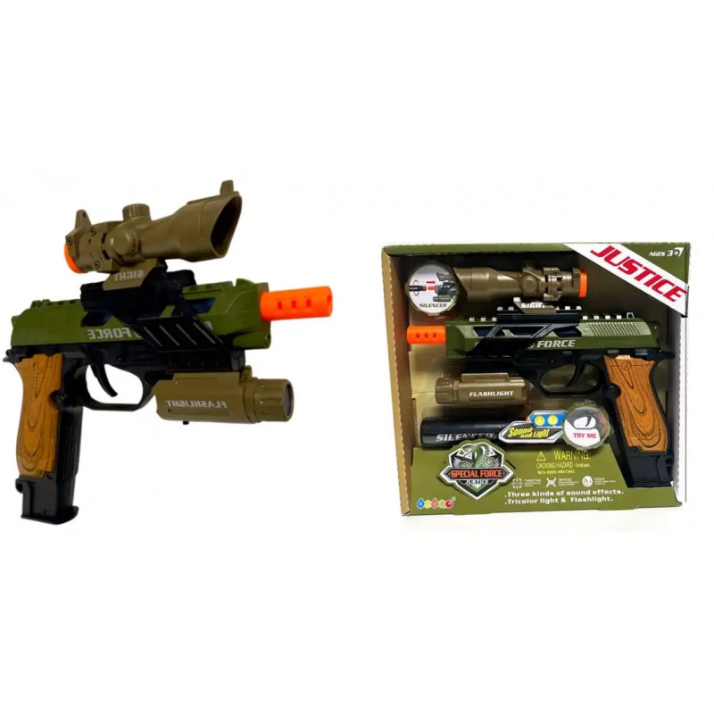 Woodgrain Pistol With Light Sound And Silencer Afterpay