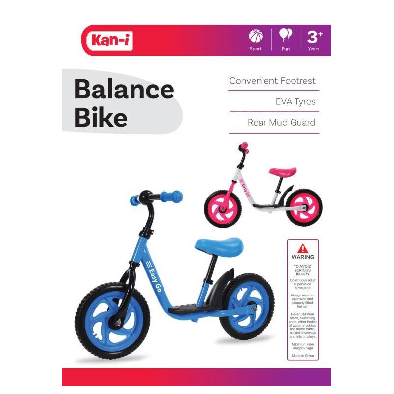 Kani Balance Bike with Foot Rest Pink Only Mr Toys Toyworld