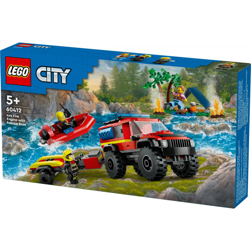 LEGO City 4x4 Fire Engine with Rescue Boat 60412 | Mr Toys