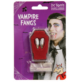 Vampire Fangs in Coffin Silver