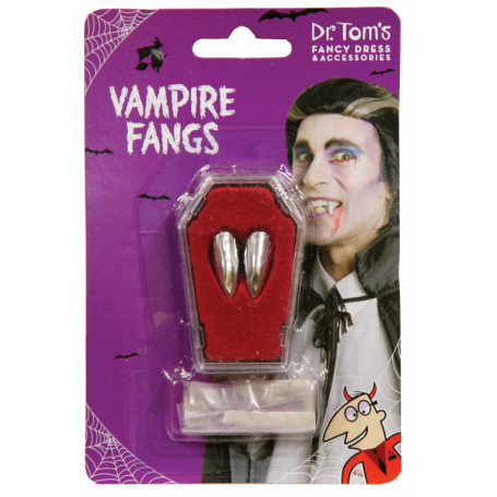 Vampire Fangs in Coffin Silver