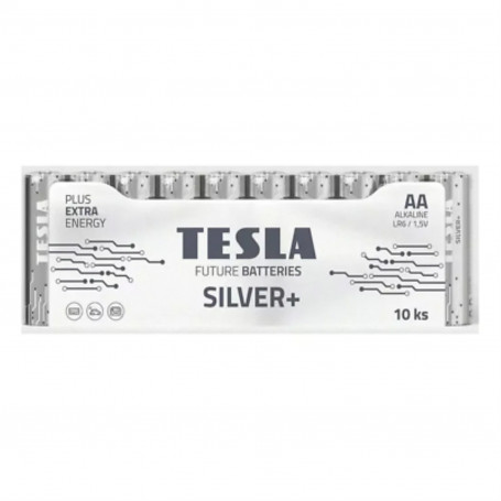 Tesla Silver+ Alkaline Battery AA (Shrink Foil 10 Pack)