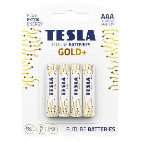 Tesla Gold+ Alkaline Battery AAA (Blister 4 Pack)