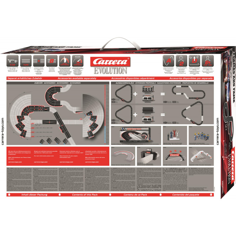 Set Carrera Evolution 'Flames And Fame' - Circuit Slot 1:32, 2 Voitures GT3, éclairage, 8 Ans Et Plus