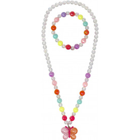 Pink Poppy - Butterfly Necklace And Bracelet Set