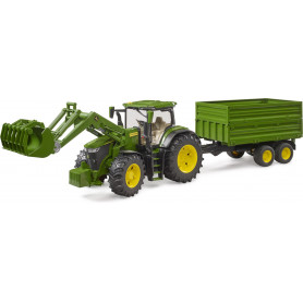Bruder - John Deere 7R 350 With  Frontloader And Tipping Trailer
