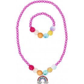 Pink Poppy - Rainbow Necklace And Bracelet Set