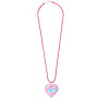 Pink Poppy - Rhinestone heart ballchain necklace