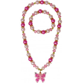 Pink Poppy - Pink Butterfly Necklace & Bracelet Set