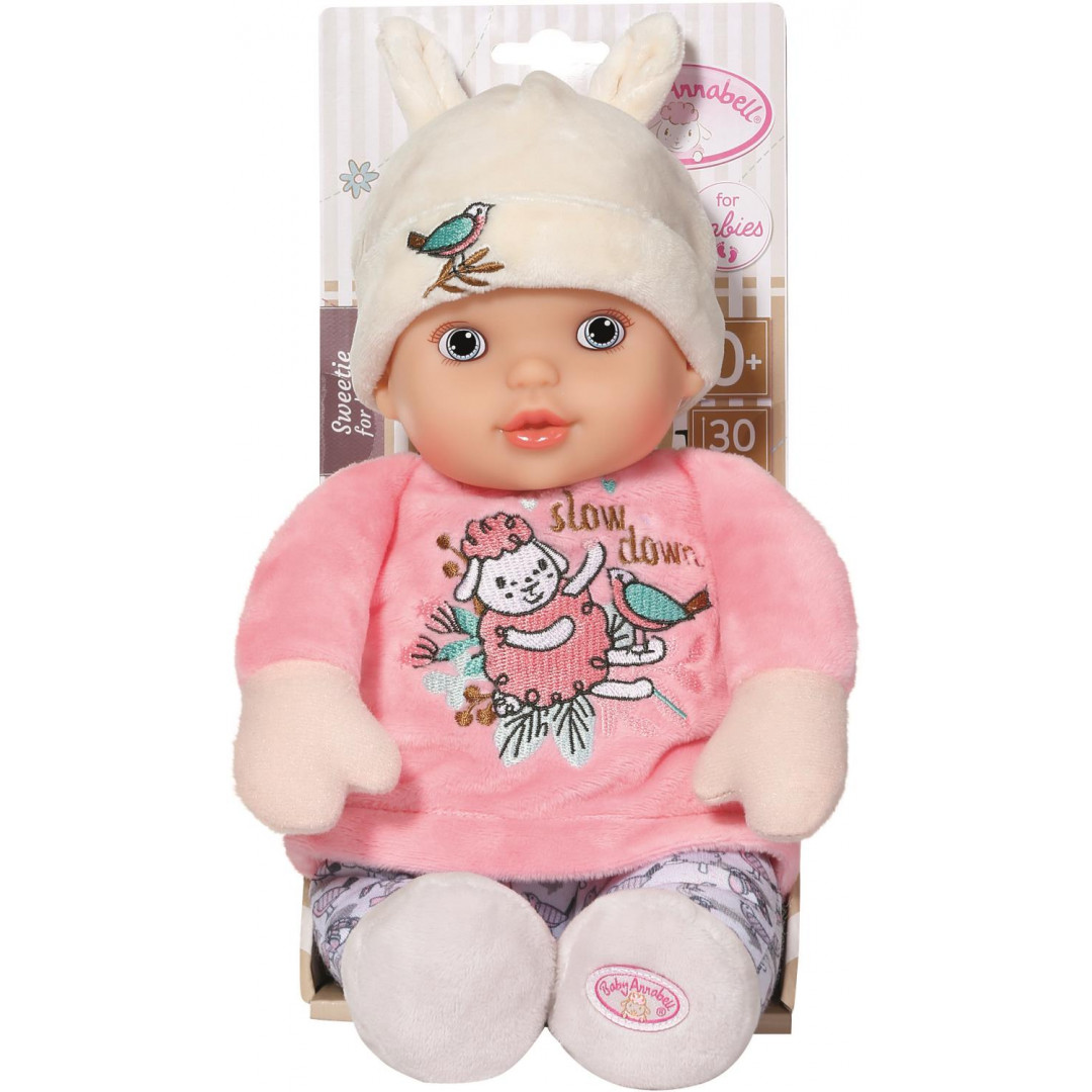 BABY born for babies Sweetie Pink – Morbida bambola da 30 cm con corpo in tessuto rosa e sonaglino integrato – Adatta ai neonati