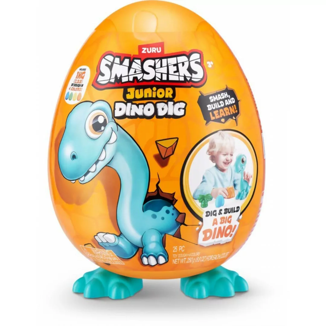 Smashers Junior Dino Dig - Œuf à Casser Avec Dinosaure Et Pâte à Modeler
