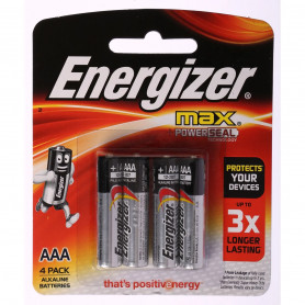 Energizer Max AAA 4 Pack Blister Batteries