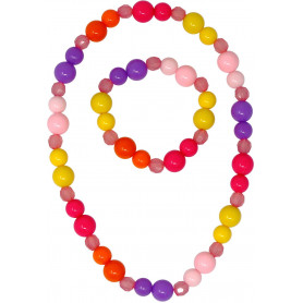 Pink Poppy Fairy Rainbow Necklace / Bracelet Set