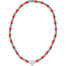 Pink Poppy - Rainbow Jewelled Heart Necklace