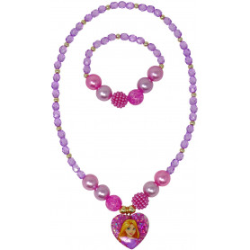 Pink Poppy - Disney Princess Rapunzel Pendant Stretch Beaded Necklace & Bracelet Set